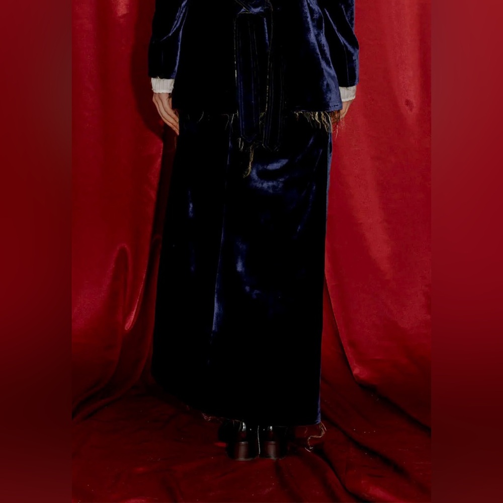 100% Silk Magical Navy Velvet Skirt